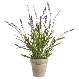 16" Lavender Silk Flower Arrangement w/Cement Pot -Lavender (Pack of 4)