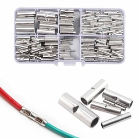 Wjelet Butt Connectors, Crimp Connector Set, Non-Insulated Copper Cable Connectors, Electrical Crimp Connection Sleeves for DIY Repair, Car, Household and Industrial Applications, Pack of 200