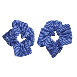 Gingham Hair Scrunchies Gingham School Scrunchie Set Pack Of 2 (Royal Blue)