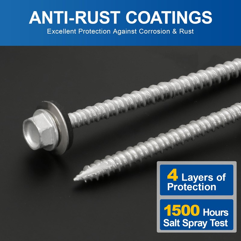 FMhotu Metal Roofing Screws #10×1Inch, 320-PCS, Hex Head Rustpert Coating