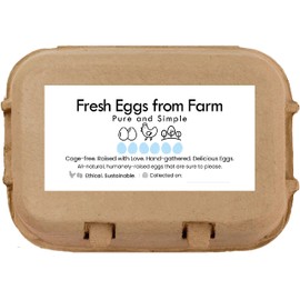 Havongki 100 Sheets Egg Carton Labels 4 x 2" Stickers Decal Farm Fresh Eggs Chicken coop Supplies Blank Cartons 6 12 15 18 30 48 50 Count Basket Box Container (T00717-100)
