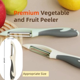 UdealTopia Stainless Steel Vegetable and Fruit Peeler, Swivel Straight Peeled Gadget for Kitchen - Ideal Carrot Cucumber Potato Peeler with Ergonomic, Non-Slip and Cute Handle (Ivory White)