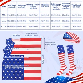 Liitrsh American Flag Dress Set for Women Include Patriotic Flag Dress American Flag Socks Bandana for 4th of July(M/l)
