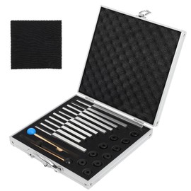 Solfeggio Tuning Forks for Healing Set, 10 Premium Aluminum Alloy Vibrational Forks, Silver Tuning Forks with 2 Rubber Mallets+10 Bases, Complete Sound Healing Instruments Kit for Yoga Sound Healer