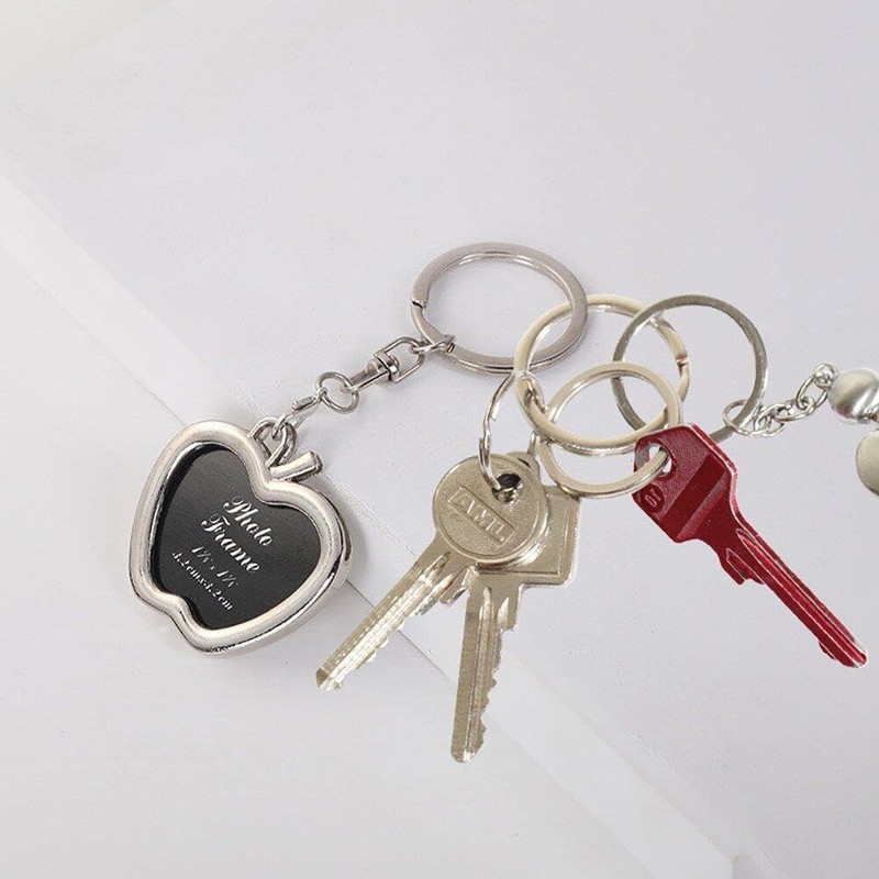 [Dinntty] Apple Keyring Keychain Photo Frame Detachable Keychain Diy Gift