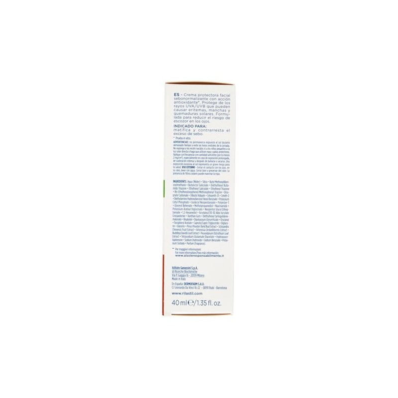 Rilastil Sun System Acnestil SPF50+ 40ml Protector solar facial para