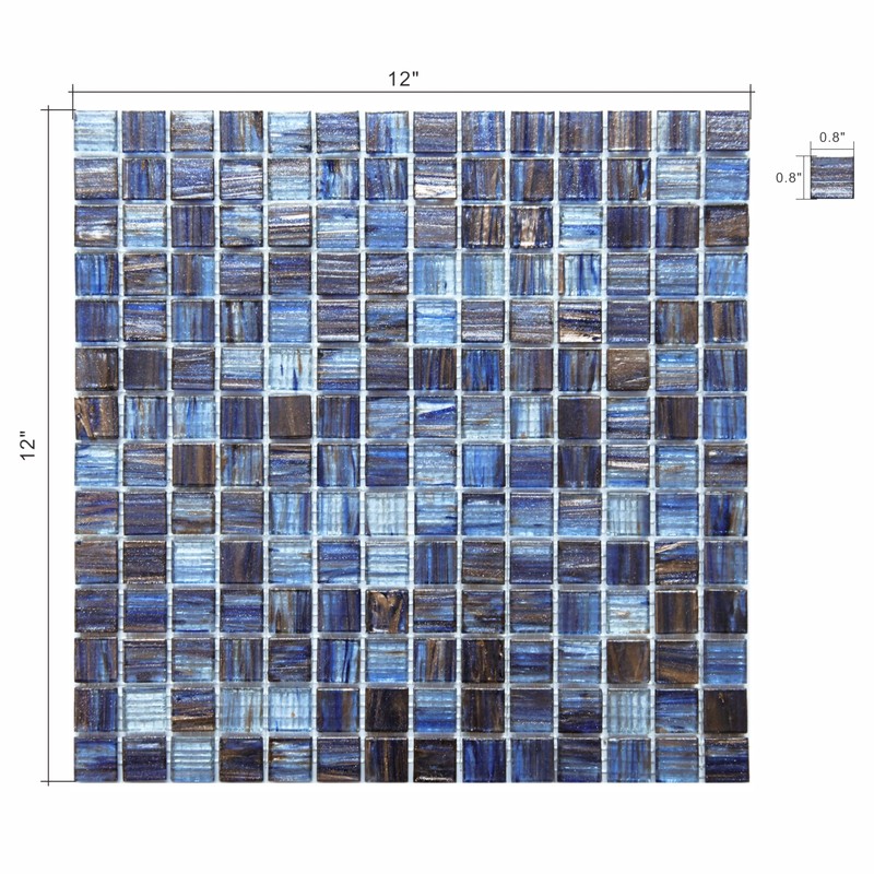 CASAPALACE Glass Mosaic Tiles Backsplash, 12” x 12” Light Blue
