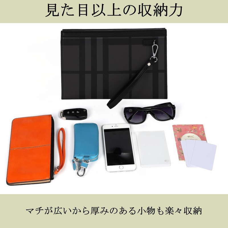 GRANVEL Clutch Bag, Second Bag, Large Capacity, Men's, Wedding, Black,