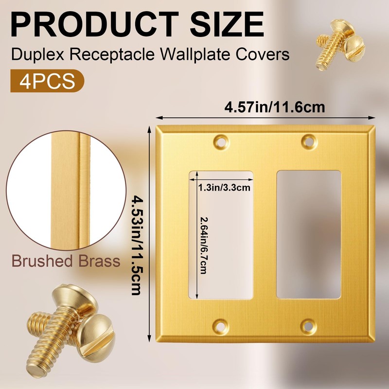 Zonon 4 Pack Gold Outlet Covers 4.6" x 4.6", Double