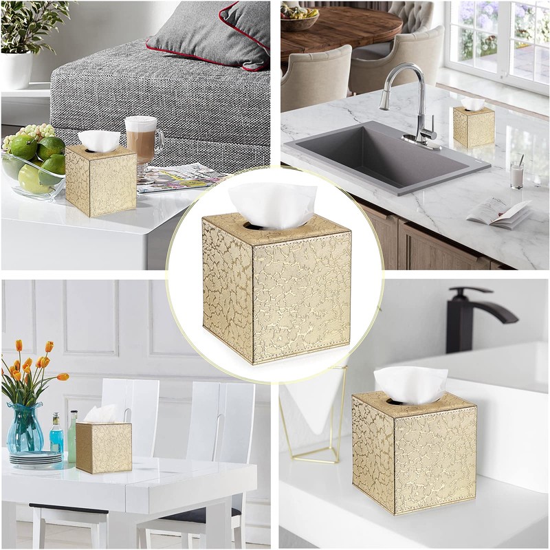 BTSKY PU Leather Household Office Cube Tissue Paper Holder Box