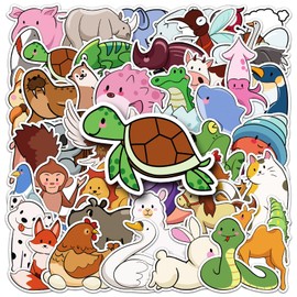 50Pcs Animal Stickers, Water Bottle Stickers for Teens, Kawaii Vinyl Phone Laptop Skateboard Animal Waterproof Sticker, Bulk Aesthetic Sticker Packs