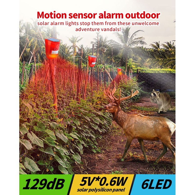 ChunHee Solar Sound & Light Alarm Outdoor Motion Sensor 129db