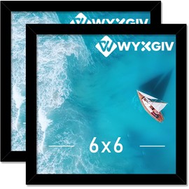 Wyxgiv 6x6 Picture Frame Set of 2, Lightweight yet Durable Black Frame with High-clarity Plastic Display 6 x 6 Inch Photo Horizontally/Vertically (2 Packs|Black|6"x6")