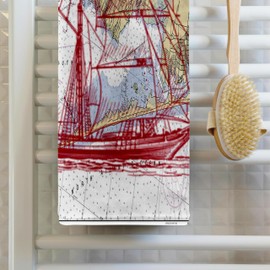 3D Rose Print of South Bay with Red Ghost Ship TWL_204880_1 Towel, 15" x 22"