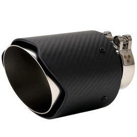 Atokrtact 2.5 Inch Inlet Matte Carbon Fiber Exhaust Tip, 2.5" Inlet 4" Outlet 6.6" Overall Length Stainless Steel Exhaust Tips (Matte Carbon Fiber+Wave Design)