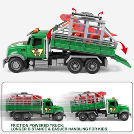 Dwi Dowellin Toy Truck Transport Cars Carrier with Dinosaur for Kids Toddlers,Birthday Gifts for Boy Toddler Child 3 4 5 6 Years Old
