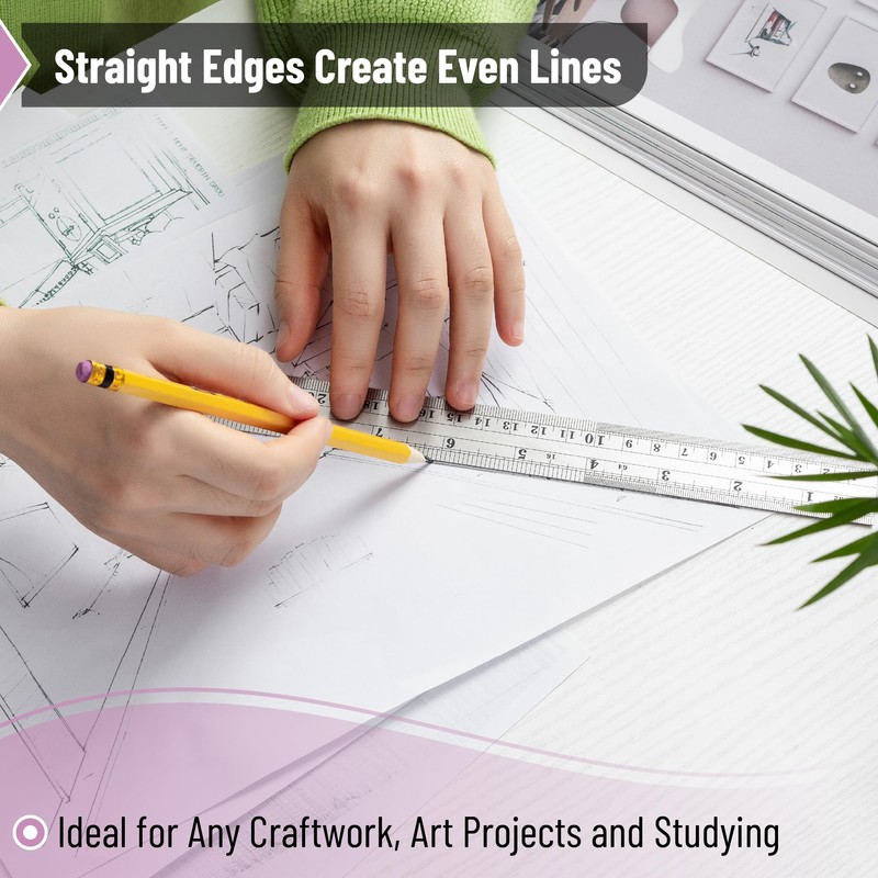 Mr. Pen Steel Rulers, 6 inch and 12 inch Metal