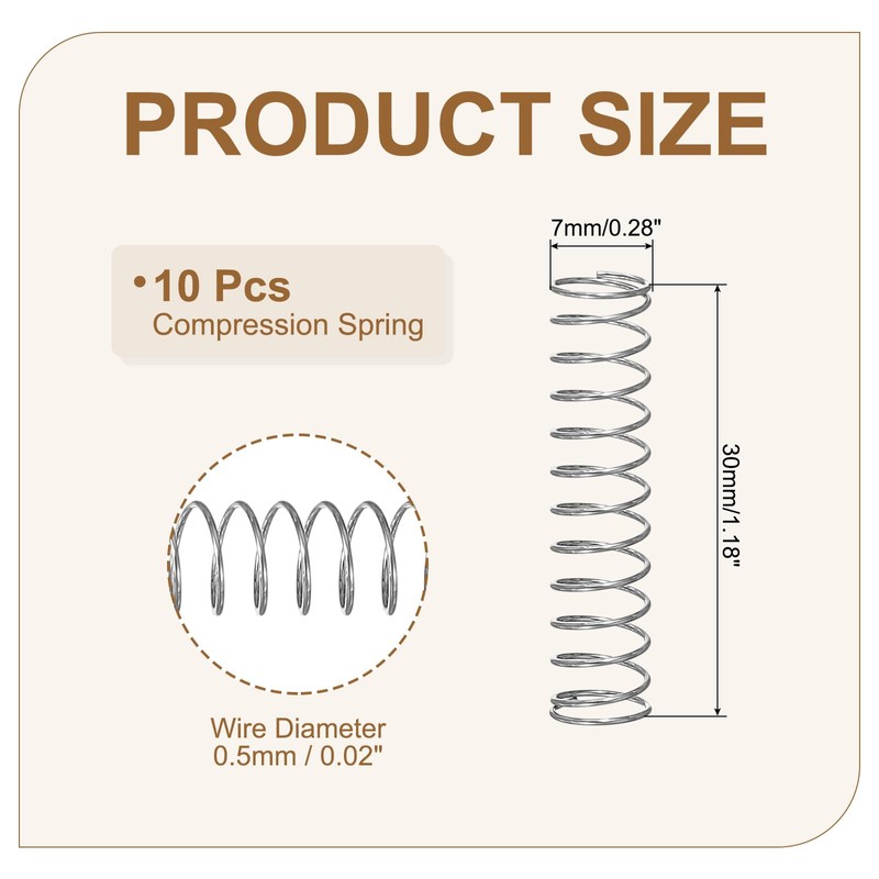 sourcing map Small Compression Spring 7 mm OD 0.5 mm