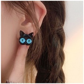 Inateannal Gothic Cat Earrings Black Cat Stud Earrings Cute Cartoon Animal Earring Punk Cat Jewellery for Women and Girls