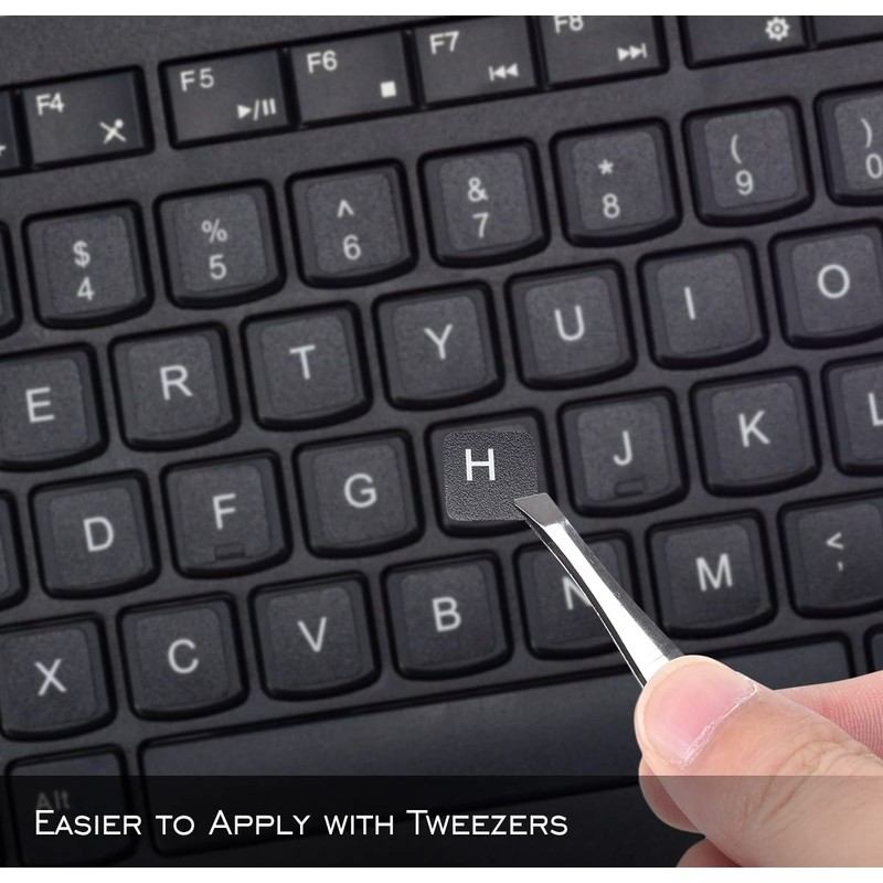 2PCS Universal English Keyboard Stickers with Tweezer, Keyboard Stickers Black