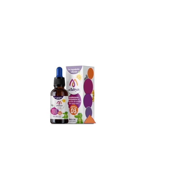 VITALKIDS Vitamina D3 VITALMIN, 180 gotas, 6 ml. Suplemento alimenticio