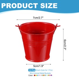 PATIKIL 2.7"x2.3" Small Metal Buckets with Handle, 12 Pcs Mini Bucket Easter Buckets, Red/Yellow/Blue/Light Purple/Pink/Light Green/Orange/Light Blue/White/Green/Rose Red/Dark Purple