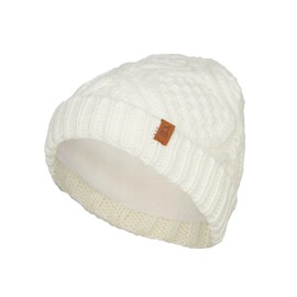 mh michael heinen Ladies Knitted Beanie Hat Fleece Lining Quick Dry Stretchy One Size, White