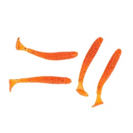 50 Pcs 5cm Fishing Lures, Fishing Baits Soft Plastic Fishing Lures T Tail Grub Worm Baits for Fish Tackle Accessory (Orange)