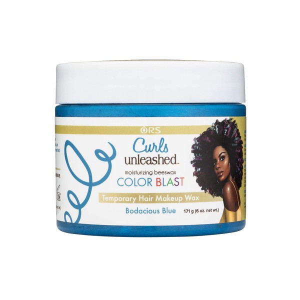 ORS Curls Unleashed Color Blast Hair Wax, Temporary Curl Defining Wax, Bodacious Blue, (6.0 oz)