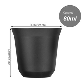 Juego de 2 Tazas para Cafe Espresso, 304 Taza Espresso de Acero Inoxidable con Aislamiento de Doble Pared de Metal,Negro