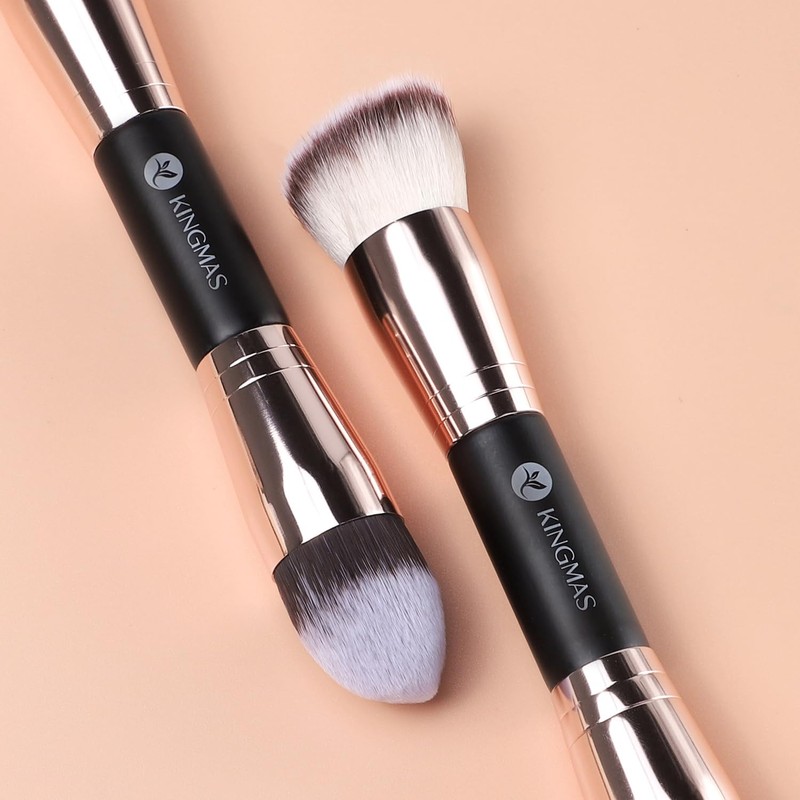 KINGMAS Foundation Makeup Brush, Double-Ended Makeup Brushes Angled/Tapered Top for