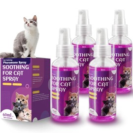Cat Calming Spray, Natural Calming Solution for Cats Cat Pheromone Calming Spray, Reduce Stress, Anxiety, Scratching, Hiding. Protect Furniture and Floors, Suit For Home, Travel, Vet Visits - 4 PACKS