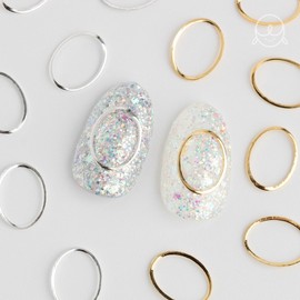 Metal Charm 51 Oval Frame (Large) Nail Parts, 15 Pieces, Silver / 메탈참51 타원프레임(대) 네일파츠, 15개, 실버