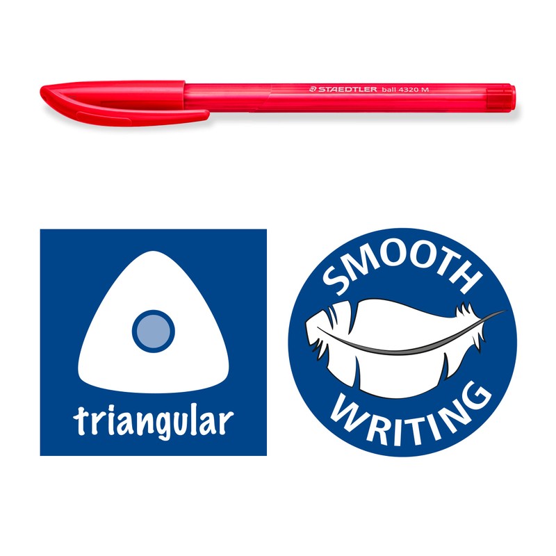 STAEDTLER 4320 M-2 Stick Rainbow Ballpoint Pen - Red (Box