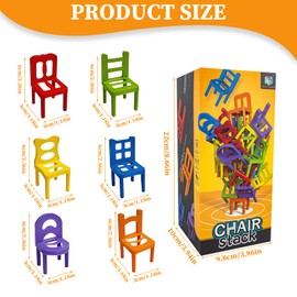 TIVUNORON 42 Pieces Stacking Chair Game, Mini Chair Balance Blocks Toy Stacking Game, Children's Party Stacking Chair, Children's Balance Stacking Game, Puzzle Games for Parties with Multiple Players