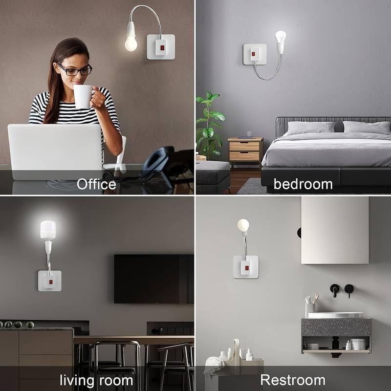 CABLEPELADO E27 Lamp Holder with Switch E27 Plug Adapter 360°