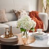 White Artificial Hydrangea Flowers with Glass Vase
