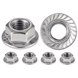 Nuts made of stainless steel with serrated edge M4, nuts with flange washer for screws diameter 4 mm, self-locking hex nut DIN 6923 / ISO 4161, stainless steel A2 (V2A / 304), locking nut: 500 pieces