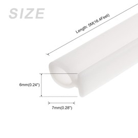 METALLIXITY Bulb Type Window Weatherstrip (7mmx5Meter) 1Pcs, Silicone T-Slot Mount Seal Strips Fits 6mm - for Home Door Window, White