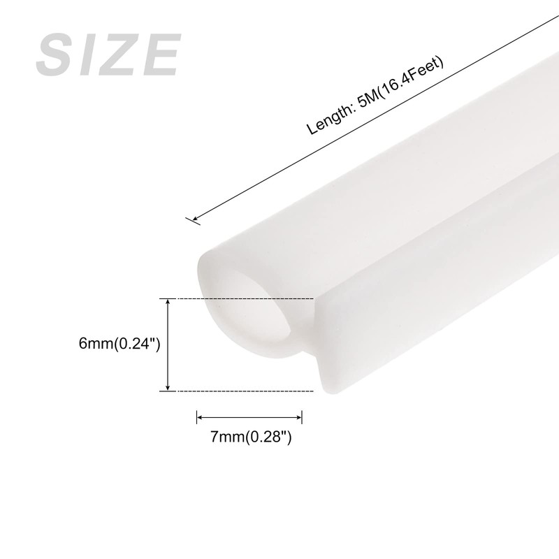 METALLIXITY Bulb Type Window Weatherstrip (7mmx5Meter) 1Pcs, Silicone T-Slot Mount
