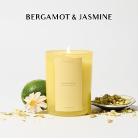 Bergamot & Jasmine Scented Candle | 11oz, 60 Hour Burn | Natural Soy Wax, Cotton Wick | Soy Scented Candles for Home | Benevolence LA Sun-Kissed Collection - Morning Ritual