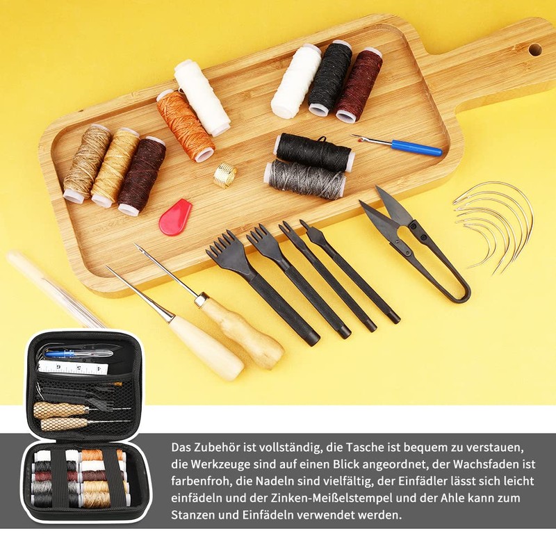 Riddur 46 Pieces Leather Sewing Kit, Leather Sewing Tool Set