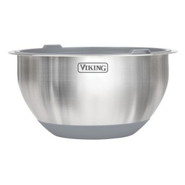 Viking Culinary Stainless Steel Mixing Bowl Set, 10 piece, Non-slip Silicone Base, Includes Airtight Lids, Dishwasher Safe, Grey