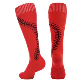 Softball Socks for Women Girls Youth Multi-sport Athletic Socks Red Medium
