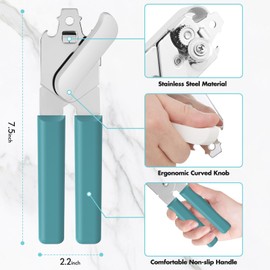 Can Opener Manual, COKORA Can Openers Hand Held with Comfort Anti-Slip Handles, Heavy Duty Stainless Steel Can Opener Smooth Edge and Bottle Openers, Easy Turn Can Openers for Seniors, Kitchen, Green