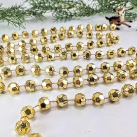 EliteKoopers 5MM Sparkling Faceted Bead Disco Chain Garland for Tree, Stairs, Wedding Decor Art and Craft, Gift Wrap (Gold, 1m)