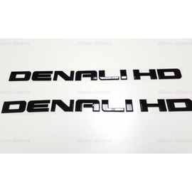 2X Denali HD Side Door Tailgate Letter Nameplate Emblem Badge 3D Replacement for Denali (Gloss Black)