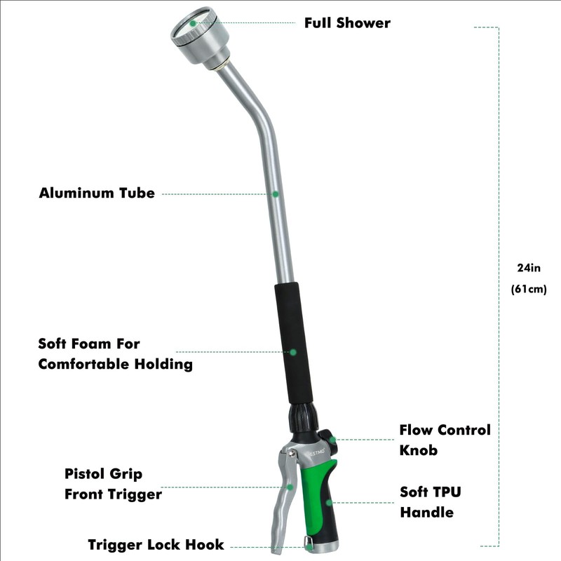 RESTMO Long Watering Wand, 24 Inches Gentle Soft Full Shower