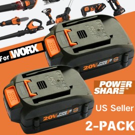 For WORX 2pack For WORX 20V MAX Extend Lithium Battery 20 Volt WA3520 WA3525 WA3575 WG155