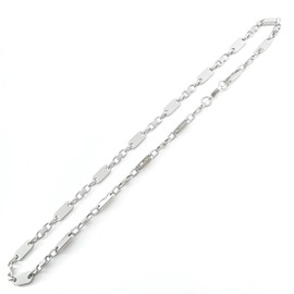 HENKi Plate Chain 60 cm Long Stainless Steel Silver Plate Chain Stirrup Chain Pea Chain, Stainless Steel, No Gemstone